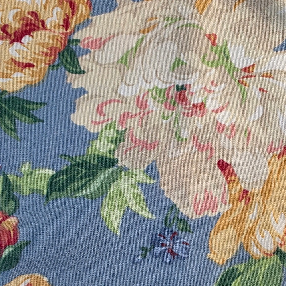5th Avenue Designs Floral Fabric Blue Peony Chintz 1990 Vintage 54" W x 1 yd